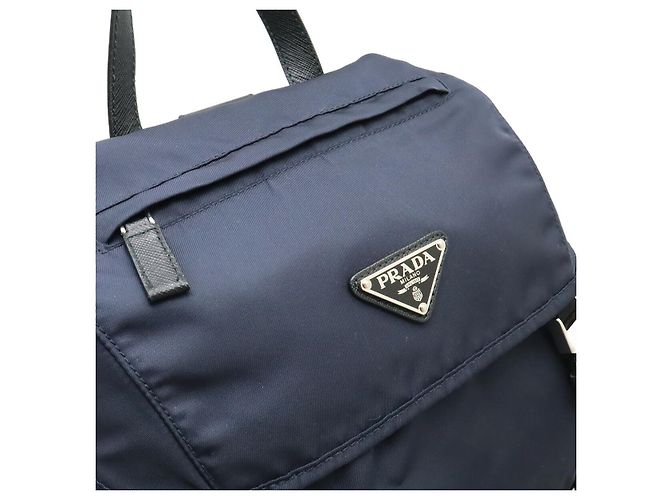 Zaino in nylon e pelle Prada Blu - vista 7