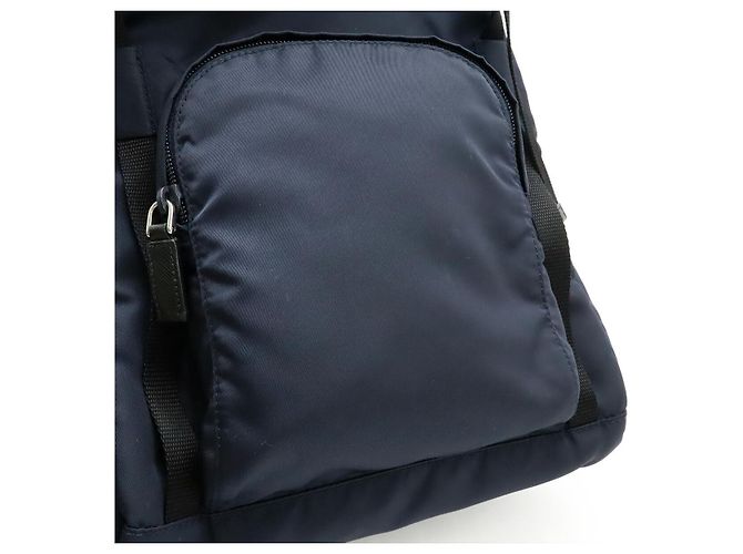 Zaino in nylon e pelle Prada Blu - vista 8
