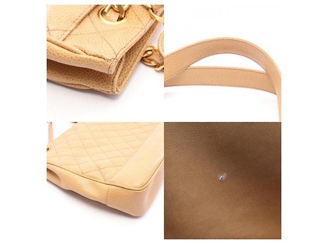 2.55 Borsa Tote Chanel Caviar Skin Matelasse Coco Ball Marrone Beige - vista 10