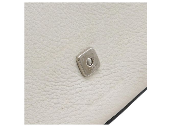 Borsa a secchiello micro doppia in pelle Fendi Bianco - vista 8