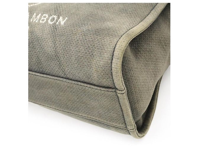 Tote Chanel Deauville Line MM in tela e pelle Grigio - vista 3