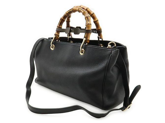 Gucci Bamboo Shopper Medium Leder Tragetasche Schwarz - Ansicht 2