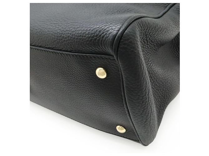 Gucci Bamboo Shopper Medium Leder Tragetasche Schwarz - Ansicht 3