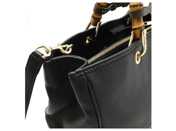 Gucci Bamboo Shopper Medium Leder Tragetasche Schwarz - Ansicht 4