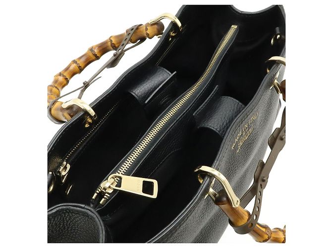 Gucci Bamboo Shopper Medium Leder Tragetasche Schwarz - Ansicht 6