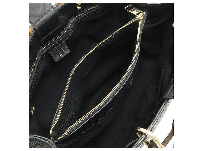 Gucci Bamboo Shopper Medium Leder Tragetasche Schwarz - Ansicht 7