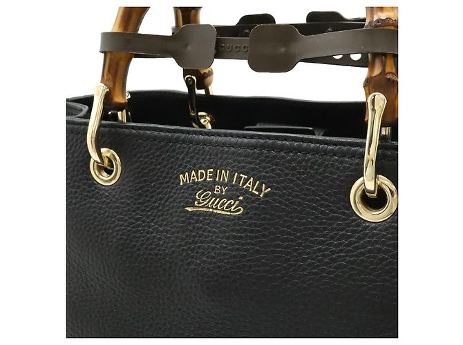 Gucci Bamboo Shopper Medium Leder Tragetasche Schwarz - Ansicht 8