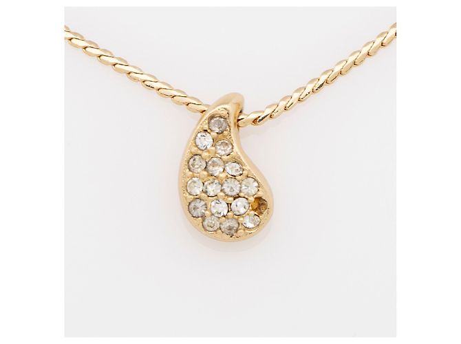 Collana Dior Vintage Crystal Teardrop D'oro Metallico - vista 5