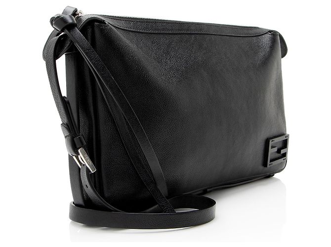 Borsa a tracolla Fendi Calfskin Simply Medium Nero - vista 2