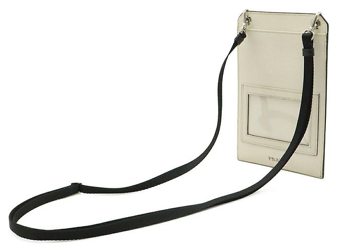 Borsa a tracolla per smartphone in pelle Saffiano Prada Bianco - vista 2