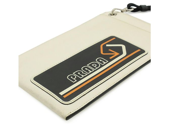 Borsa a tracolla per smartphone in pelle Saffiano Prada Bianco - vista 3