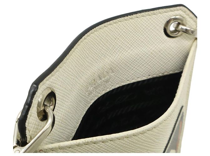 Borsa a tracolla per smartphone in pelle Saffiano Prada Bianco - vista 6