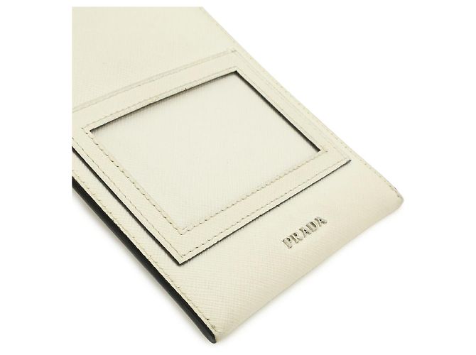 Borsa a tracolla per smartphone in pelle Saffiano Prada Bianco - vista 7