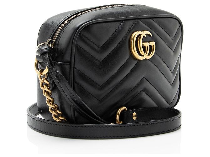 Borsa a tracolla mini Gucci Matelasse Leather GG Marmont Nero - vista 2