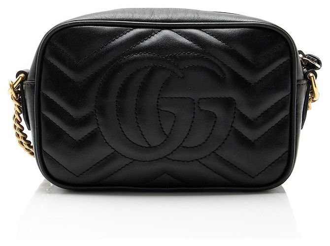 Borsa a tracolla mini Gucci Matelasse Leather GG Marmont Nero - vista 3