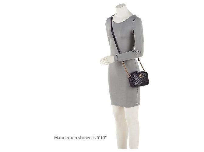 Borsa a tracolla mini Gucci Matelasse Leather GG Marmont Nero - vista 5