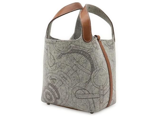 Hermès Bolsa Hermes Picotin PM Felt Swift Leather Cinza - vista 2