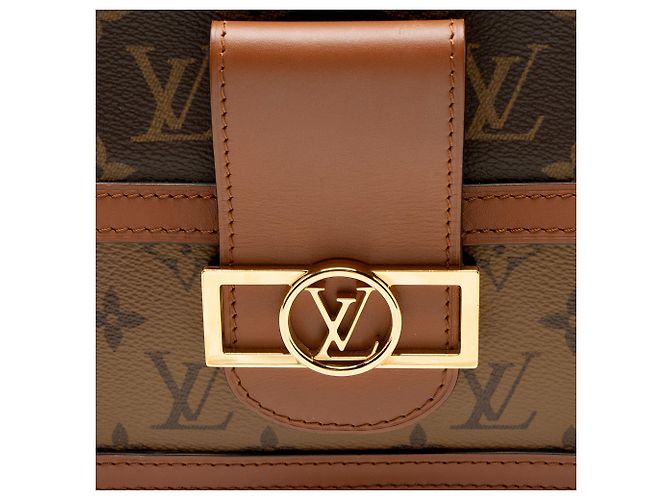 Borsa a tracolla Louis Vuitton Reverse Monogram Dauphine MM Marrone - vista 9