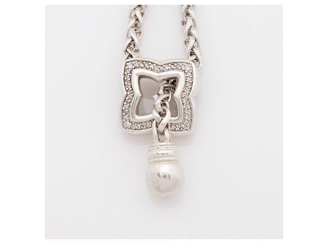 Collana lariat David Yurman in argento sterling e diamante con motivo quatrefoil Metallico - vista 4