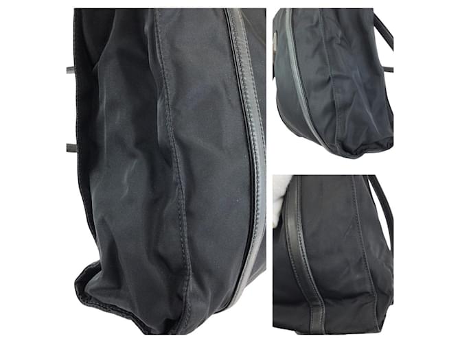 Borsa a tracolla Prada Nylon Leather Tessuto Triangle Logo Nero - vista 5