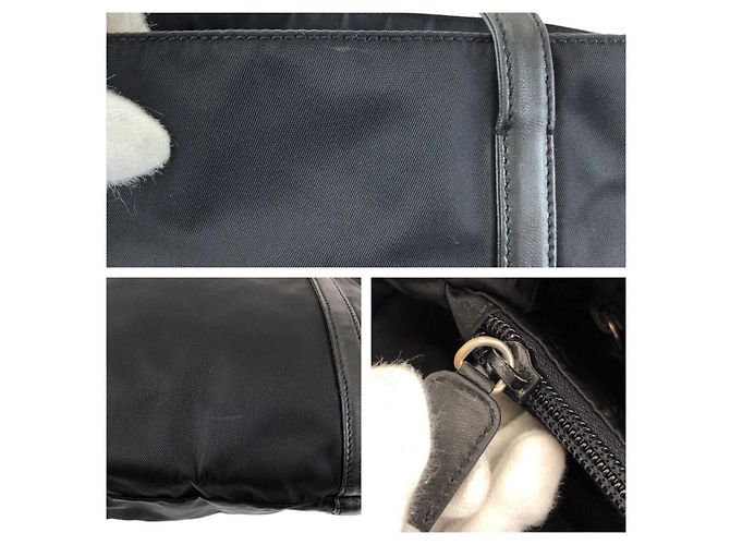 Borsa a tracolla Prada Nylon Leather Tessuto Triangle Logo Nero - vista 6
