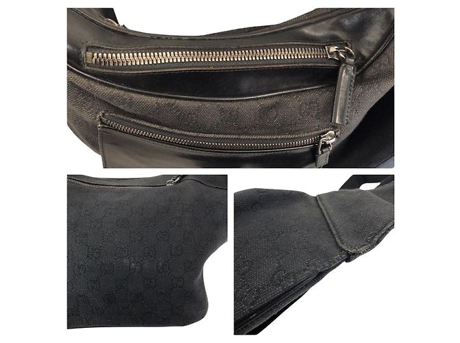 Borsa a tracolla in tela GG e pelle Gucci Nero - vista 6