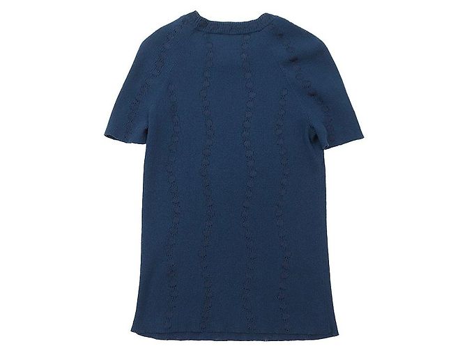 Timeless Suéter de manga corta de algodón y lino Chanel Azul Azul marino - vista 9
