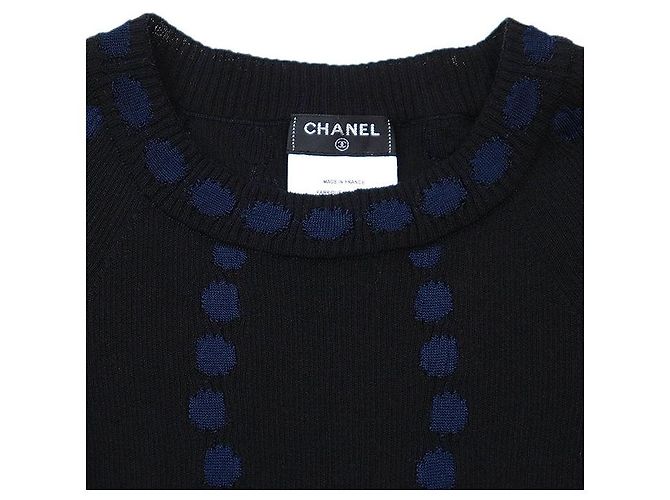 Timeless Chanel P53600 Strickpullover aus Baumwolle und Leinen Schwarz Blau - Ansicht 12