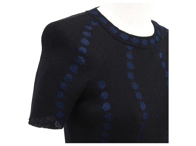 Timeless Chanel P53600 Strickpullover aus Baumwolle und Leinen Schwarz Blau - Ansicht 13
