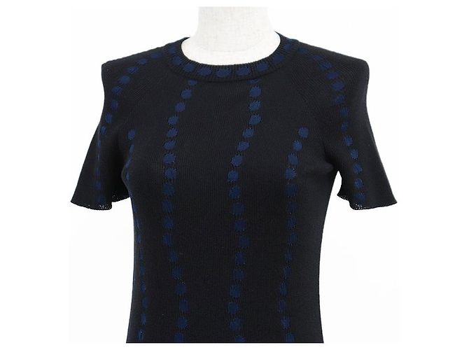 Timeless Chanel P53600 Strickpullover aus Baumwolle und Leinen Schwarz Blau - Ansicht 2