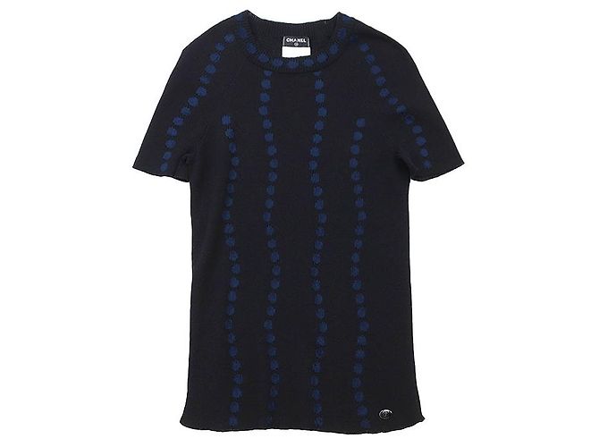Timeless Chanel P53600 Strickpullover aus Baumwolle und Leinen Schwarz Blau - Ansicht 9