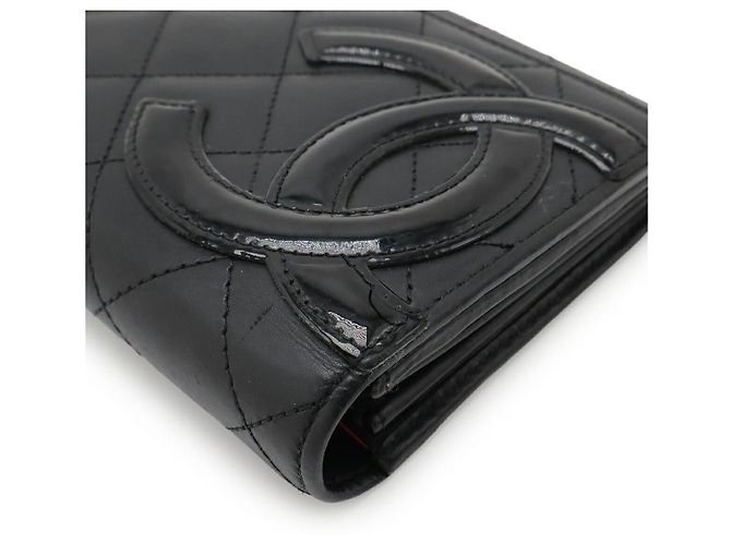 Chanel Cambon Line Soft Calf Long Wallet Black Pink - view 3