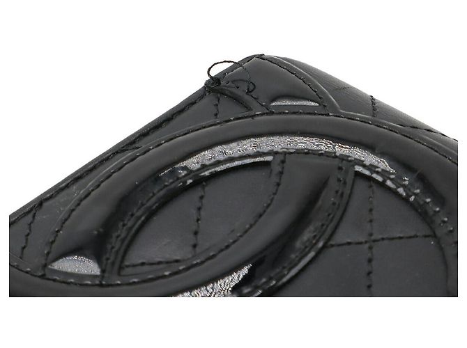 Chanel Cambon Line Soft Calf Long Wallet Black Pink - view 4