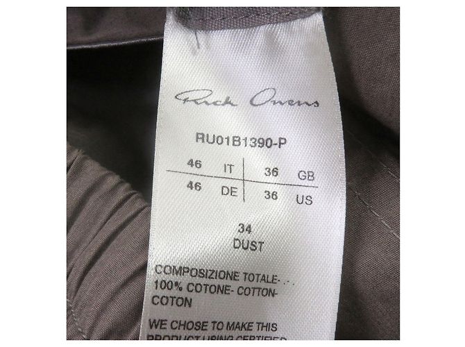 Calças de algodão Rick Owens Bege - vista 6