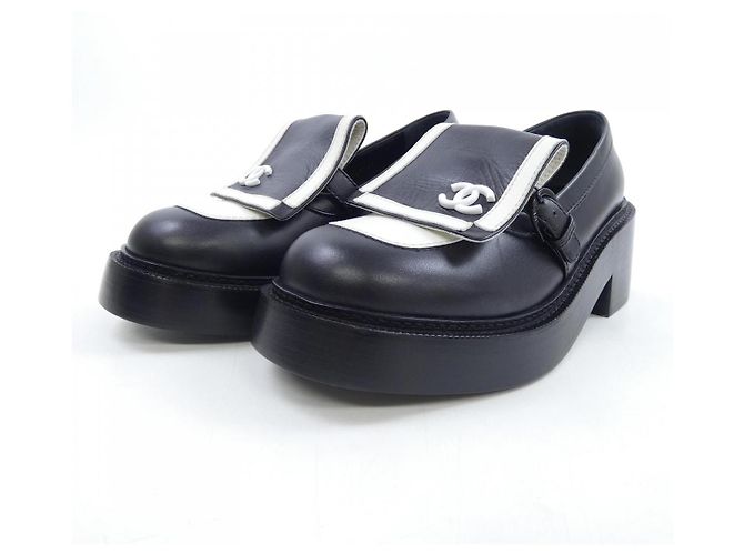 Timeless Chanel G45769B17121 Kalbsleder Schuhe Schwarz Weiß - Ansicht 3