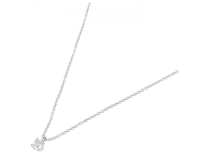 Tiffany & Co Collana Tiffany Solitaire in platino e diamante Argento - vista 2