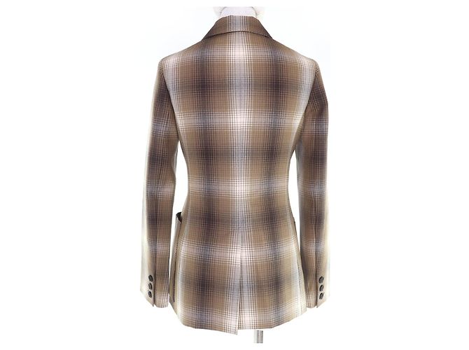 Christian Dior Check Wool Jacket Brown - view 3