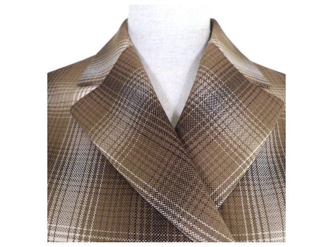 Christian Dior Check Wool Jacket Brown - view 4