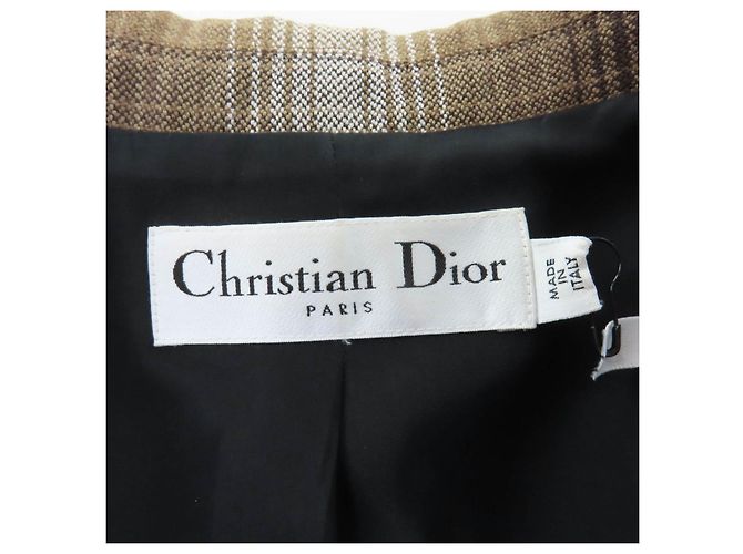 Christian Dior Check Wool Jacket Brown - view 6