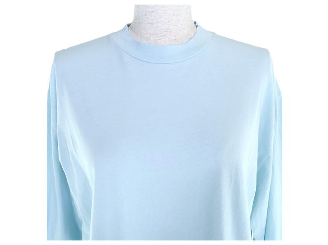T-shirt a maniche corte Marni con logo ricamato in cotone Blu Blu chiaro - vista 4