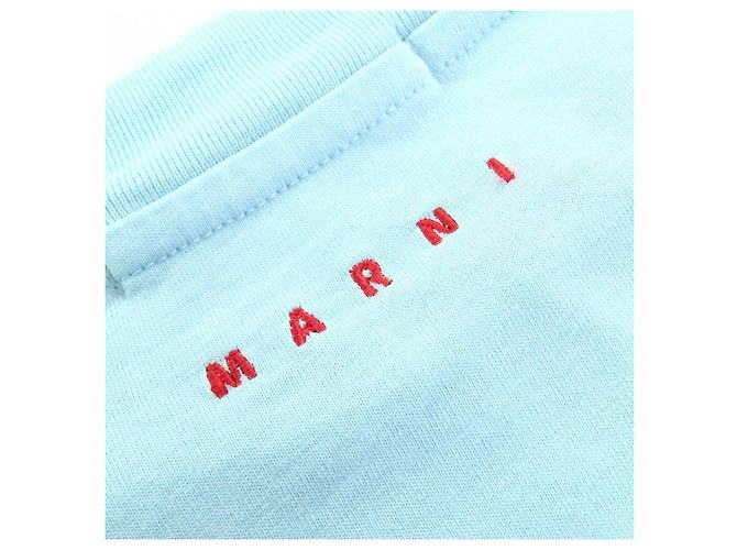 T-shirt a maniche corte Marni con logo ricamato in cotone Blu Blu chiaro - vista 5