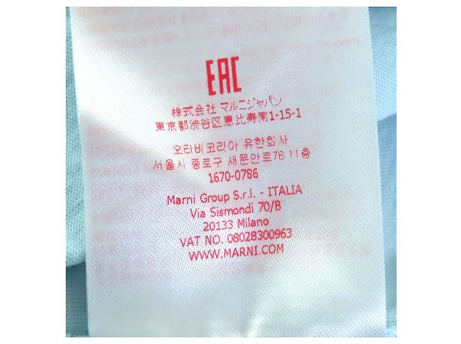 T-shirt a maniche corte Marni con logo ricamato in cotone Blu Blu chiaro - vista 9