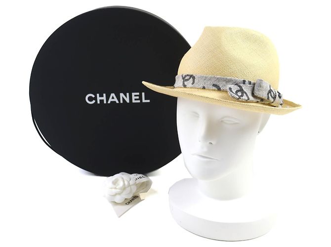 Timeless Cappello di paglia CHANEL COCO Mark Marrone Beige - vista 2
