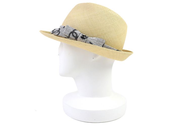 Timeless Cappello di paglia CHANEL COCO Mark Marrone Beige - vista 3