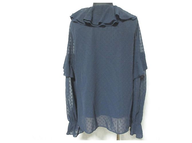 Autre Marque Camicetta in velluto Mila Owen con fiocco e volant a maniche lunghe Blu Blu navy - vista 2