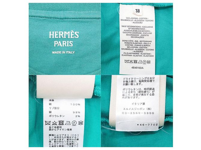 Abito in cotone con ricamo logo H Hermès 38 Blu - vista 10