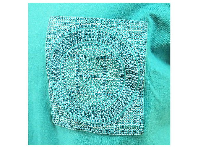 Abito in cotone con ricamo logo H Hermès 38 Blu - vista 3