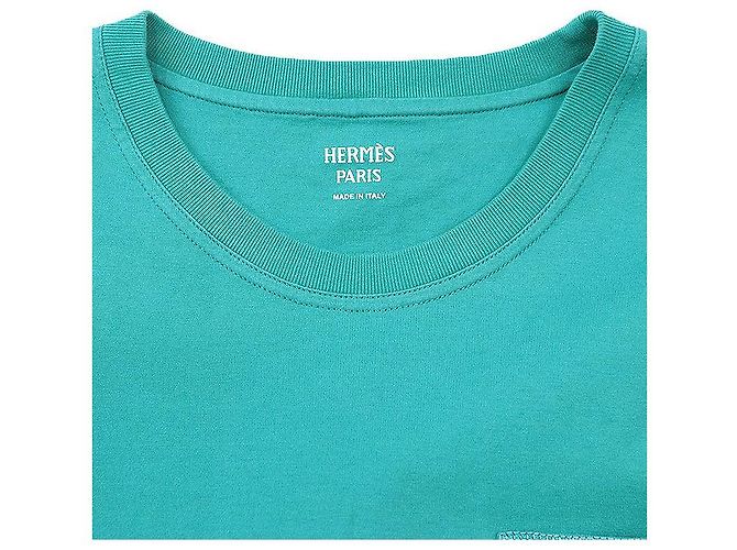 Abito in cotone con ricamo logo H Hermès 38 Blu - vista 9