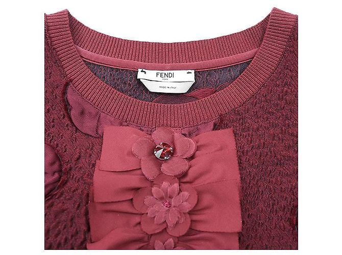 Top de mezcla de lana jacquard con motivos florales Fendi Roja - vista 11