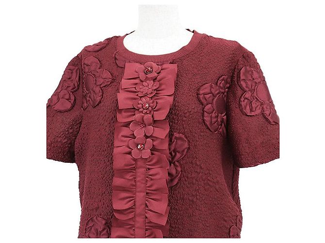 Top de mezcla de lana jacquard con motivos florales Fendi Roja - vista 2